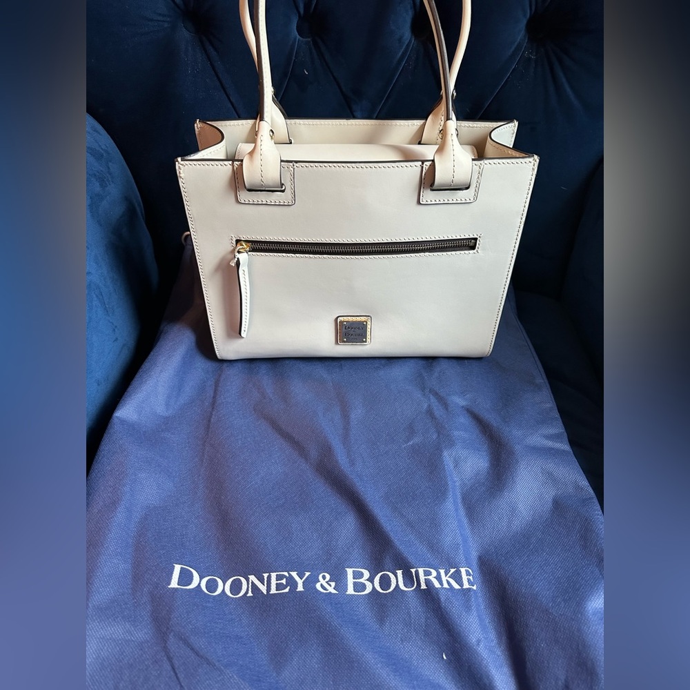 Dooney & Bourke Cream Satchel with Leather Trim